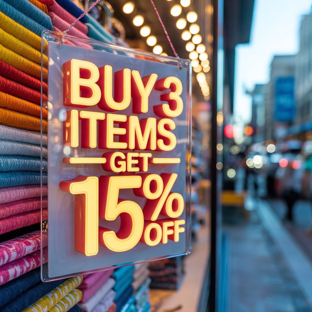 Get 15% off buying 3 items!